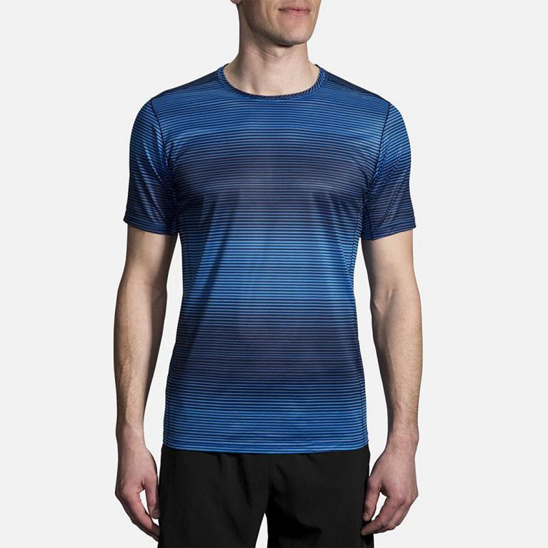 Brooks Ghost Short Sleeve Running Shirt - Men's - Blue (14695-IVRJ)